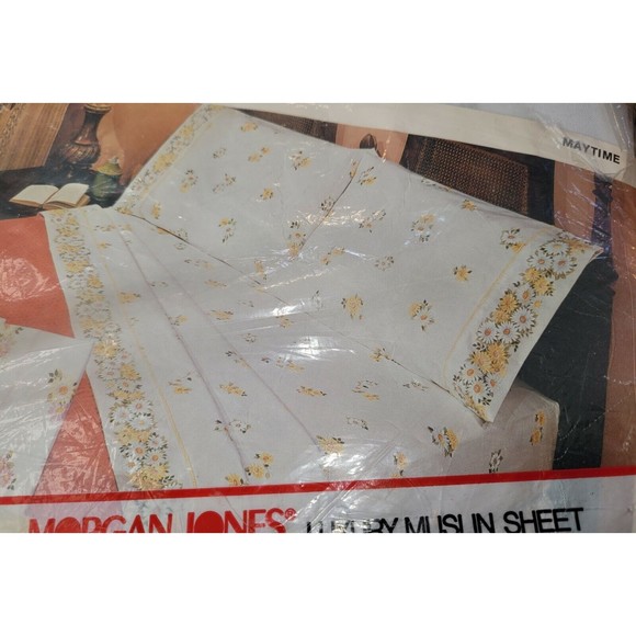 Vintage Morgan Jones Double Fitted Sheet Bonnie Bouquet No Iron Muslin 54" X 76" - Picture 4 of 4